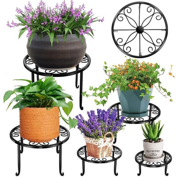 5 Pack Metal Stand for Outdoor Indoor Heavy Duty Flower Pot Stands for Plant - Picture 1 of 6